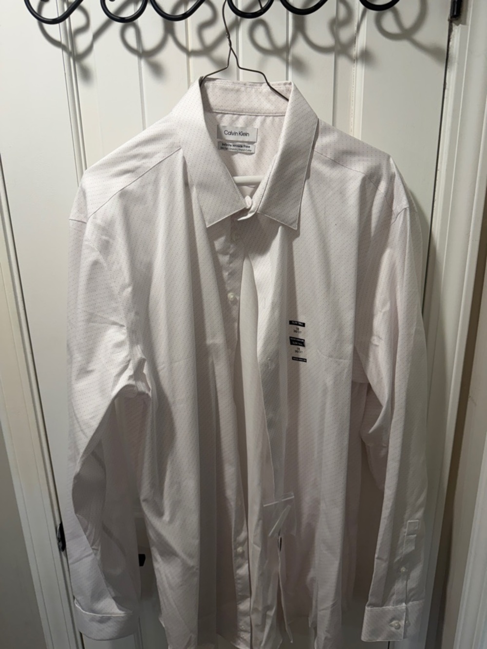 Calvin Klein Men’s White Dress Shirt with Micro-Texture